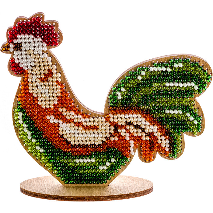 DIY Bead Embroidery on wood kit "Rooster"