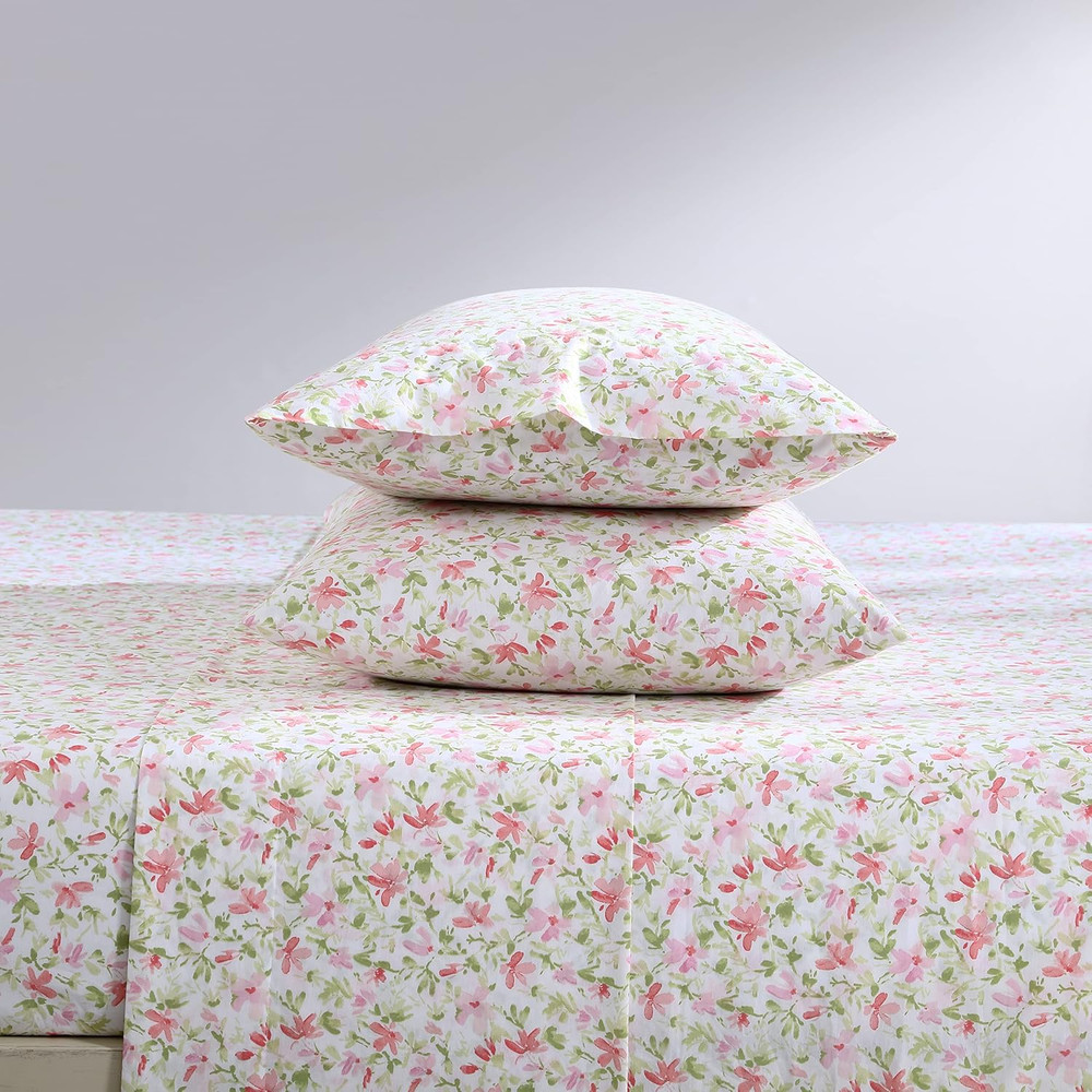 - Queen Bed Sheets, Cotton Percale Bedding Set, Lightweight & Breathable, Dorm E