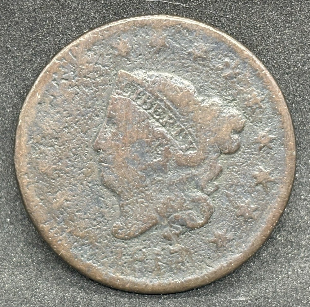 1817 Coronet Head Large Cent Copper Penny, Net About Good Condition! Clear Date!