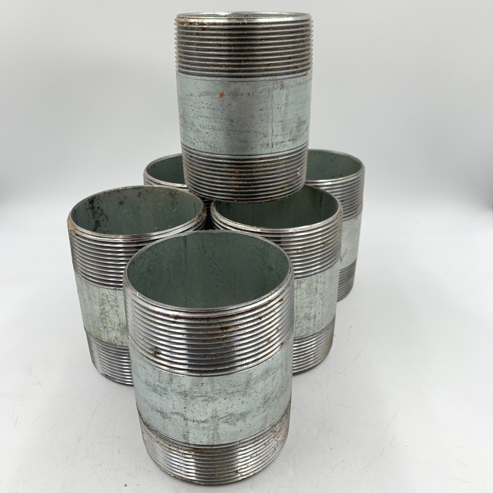 6 Pack 3-1/2" Steel Threaded Pipe Nipple 5" Long