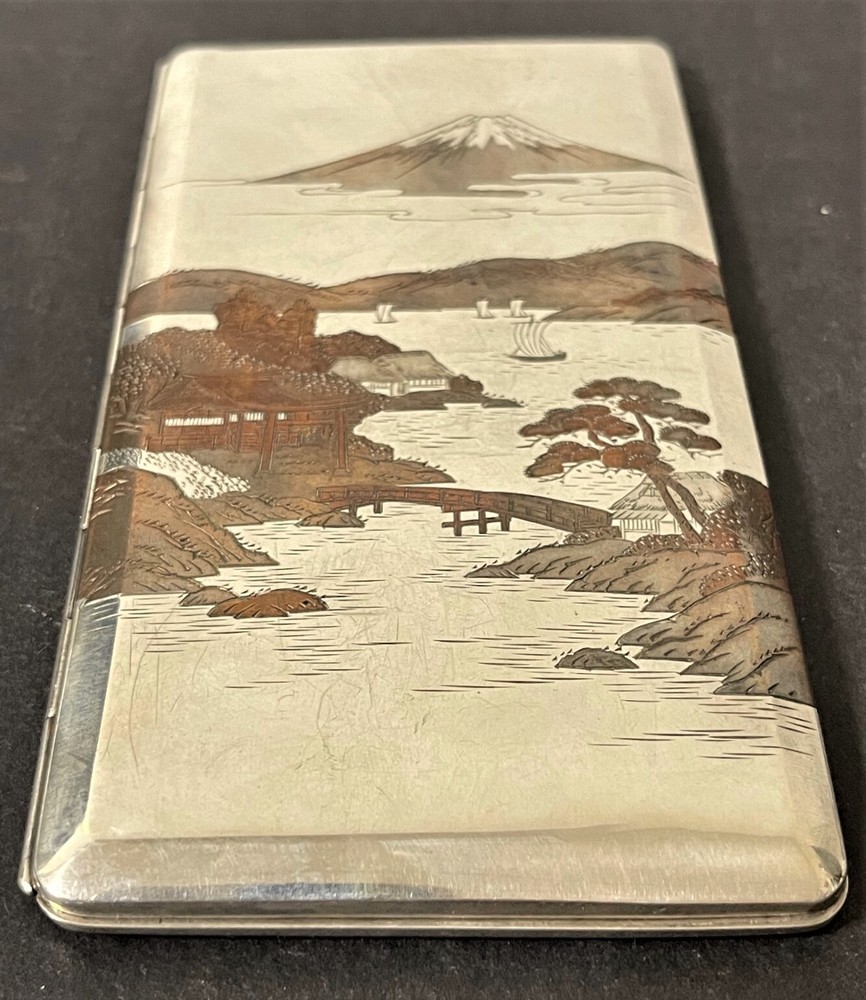 Antique Japanese 950 Silver Engraved Cigarette Case