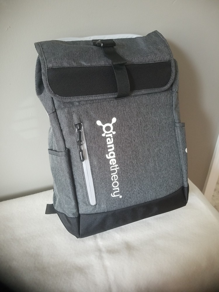 Orange Theory Grey Flap Top Backpack w/ Laptop Compartment