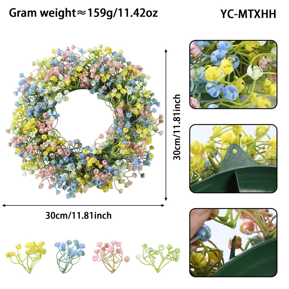 Artificial Wreath for Easter Spring Decor with Plastic Eucalyptus Leaves