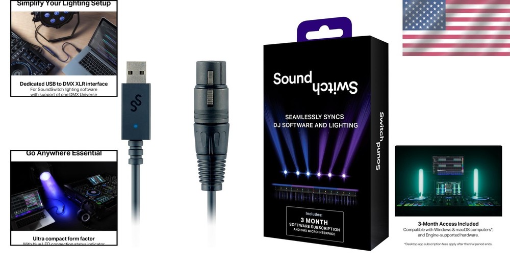 Compact DMX Interface for Lighting Software with Free Access=