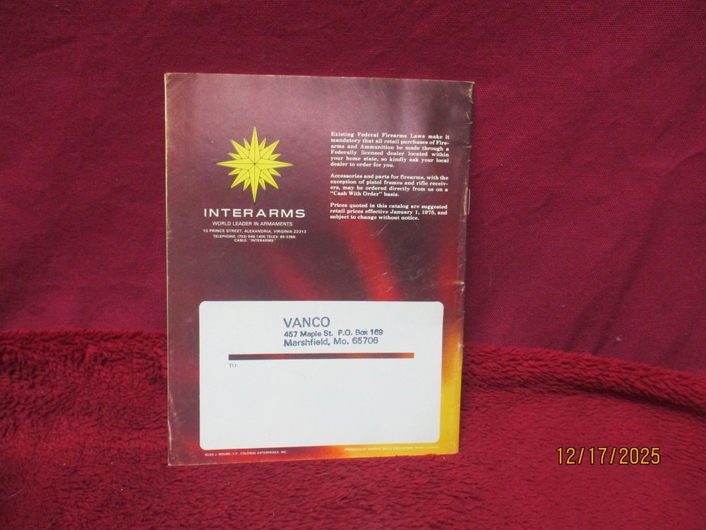 1975 INTERARMS High-End Catalog, Original