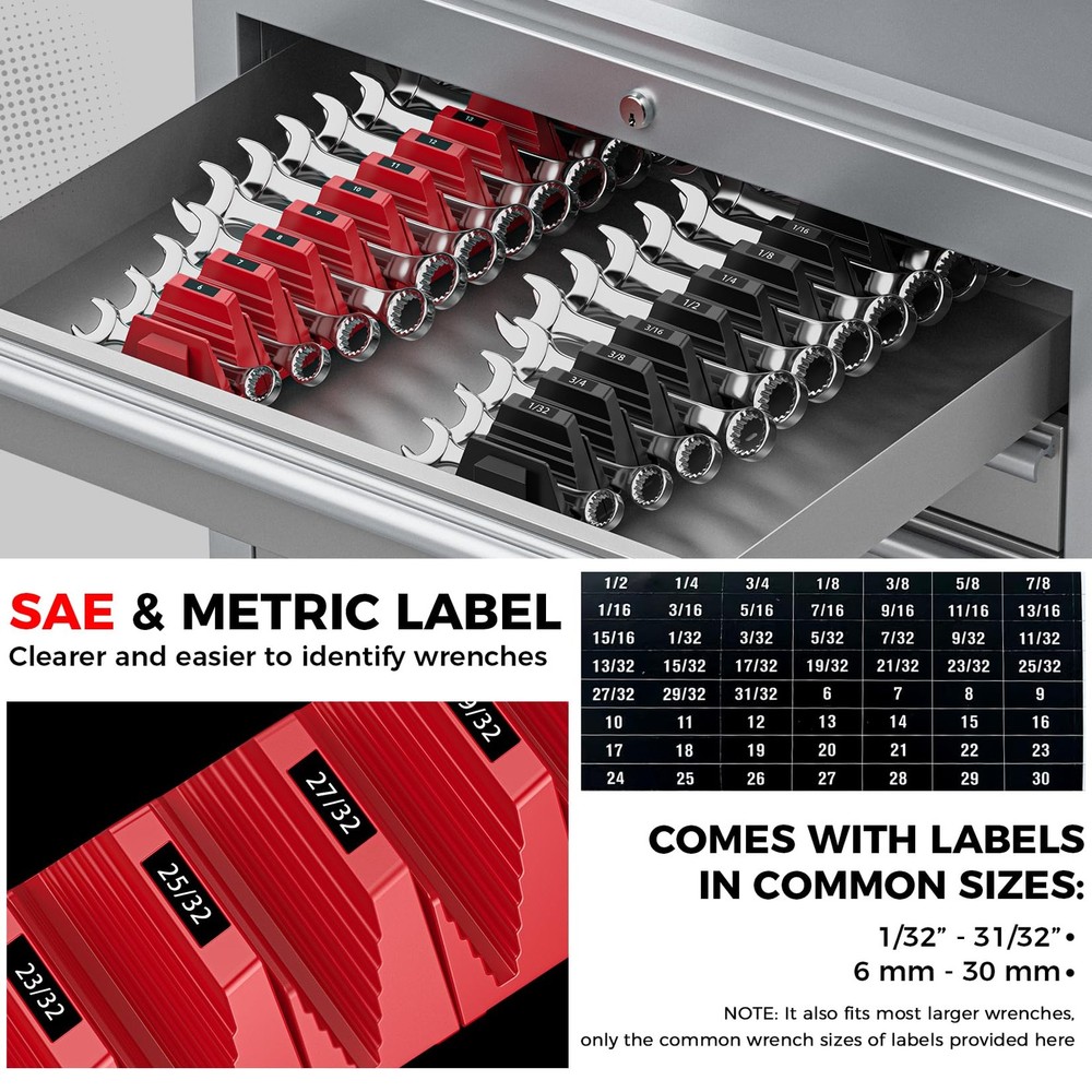 Magnetic Wrench Organizer Set - Modular Tool Storage Rack for Tool Box - 48PC