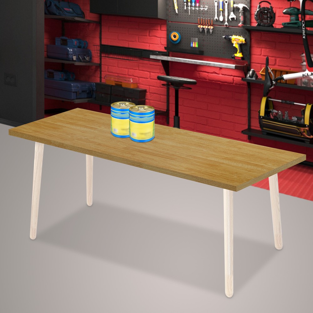 Wood Color 60x180x3.5cm Adjustable Workbenches Tabletop Rectangular Countertop