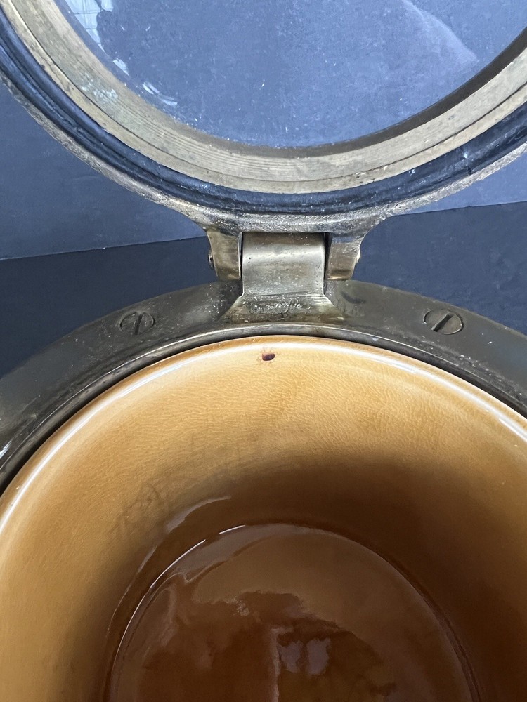 1960s leather and solid brass porthole box made in England