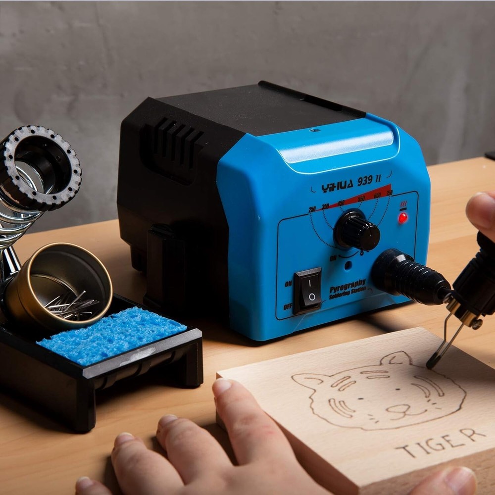 Complete Pyrography Set with Adjustable Temperature & Safety Features - Blue