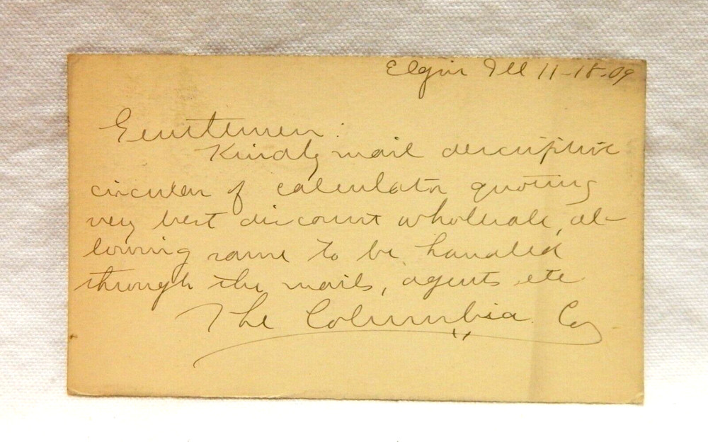 UX20 WILLIAM McKINLEY POSTAL CARD ONE CENT POSTMARKED 1909