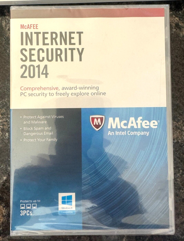 Office McAfee Internet Security 2014 Windows Supported 1 PC Protection sealed