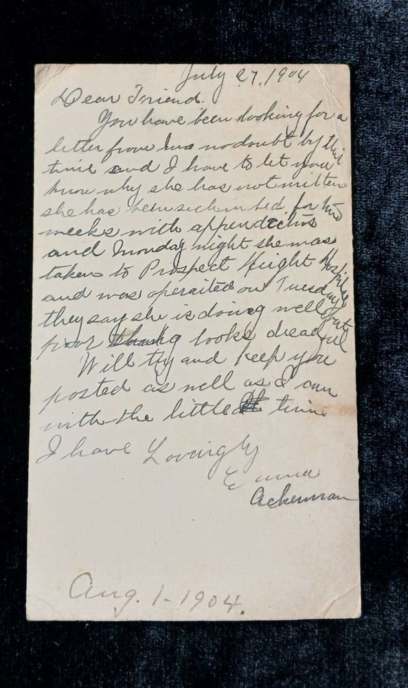 Postal Card, US Black McKinley One Cent Printed-On Postage, Postmark c1904