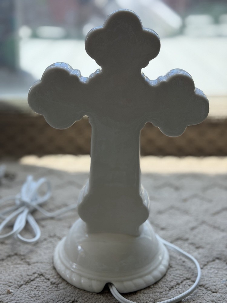 Ceramic Cross /Tabletop Cross /Sympathy Gift/Keepsake/Night Light