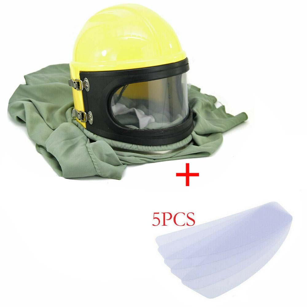 Safety Sandblast Helmet Sand Blast Hood Protector w/ Protector Replacement Lens