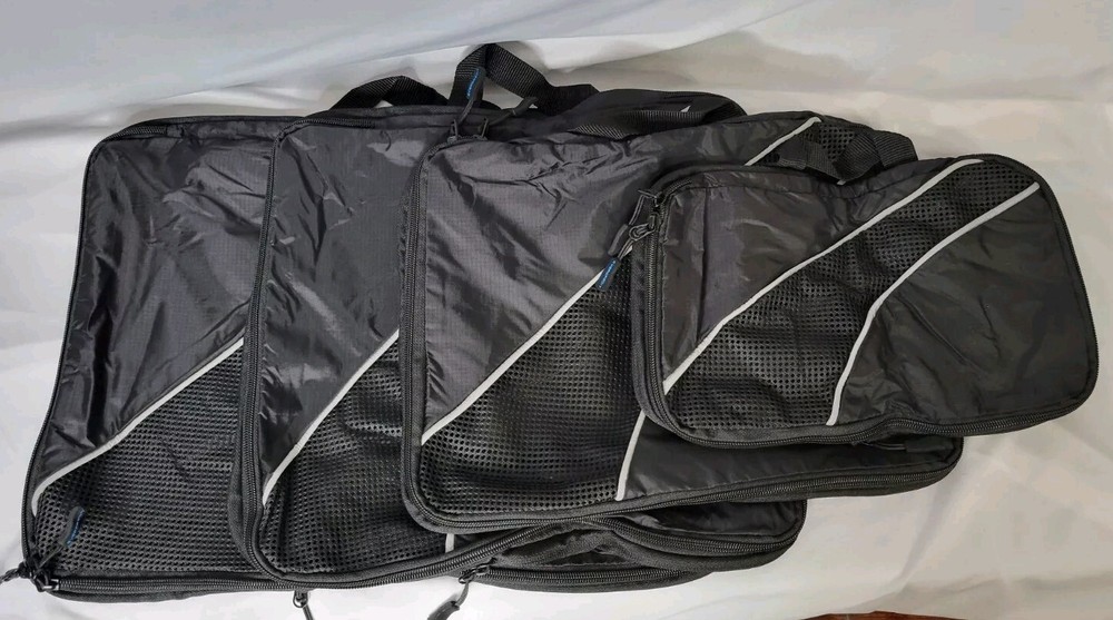 TravelWise Packing Cube System - Durable 4 Piece Weekender Plus Set (Black) New