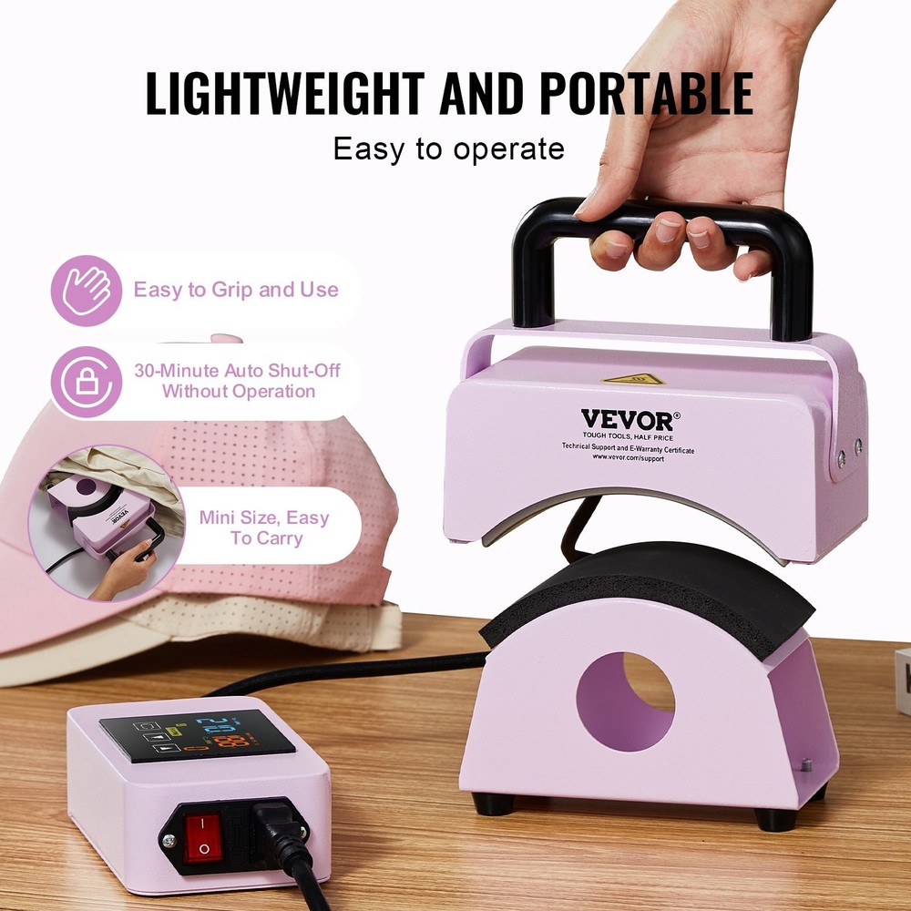 HOT/ Hat Press Machine,Mini Hat Heat Press for Caps with Integrated Control Pan