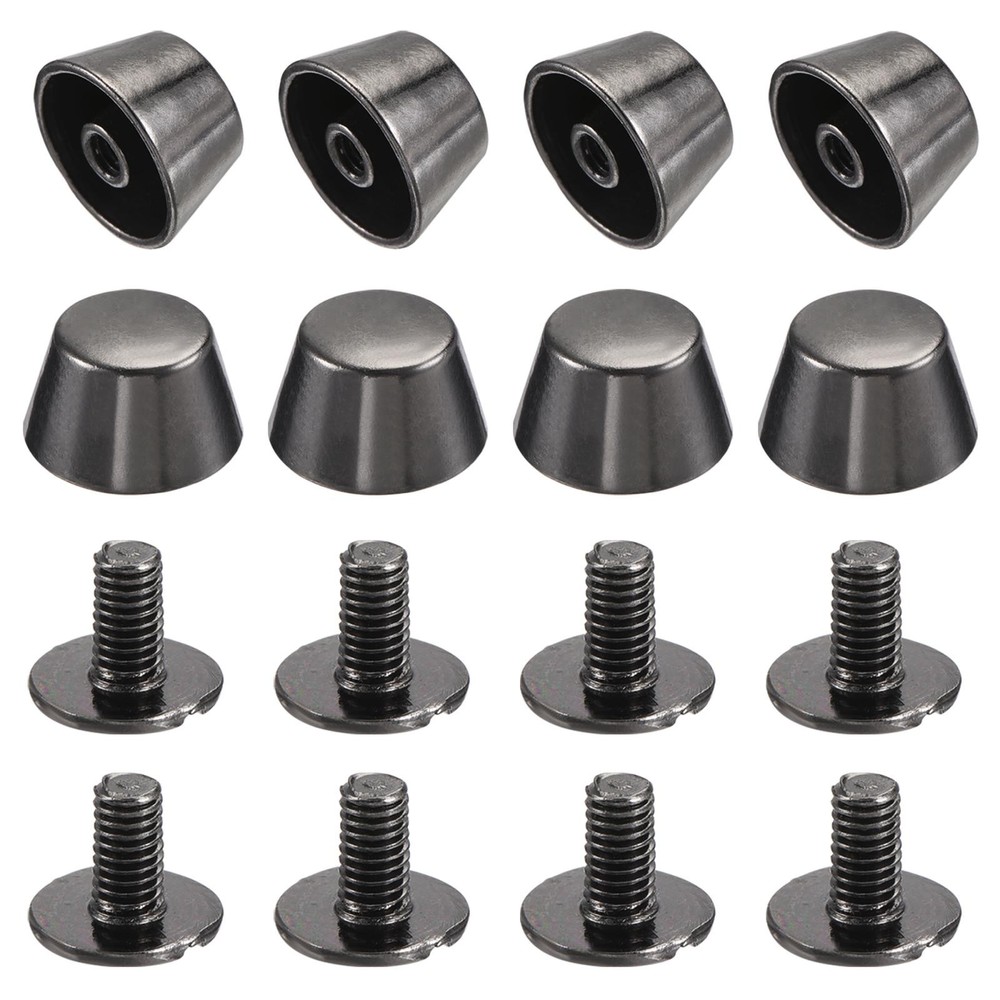 12x7mm Rivet Studs Screw Back Flat Cable Feet Stud Dark Grey 8pcs