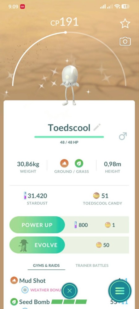 ✨Shiny Toedscool ✨ - P T C - 80kStardust - Description