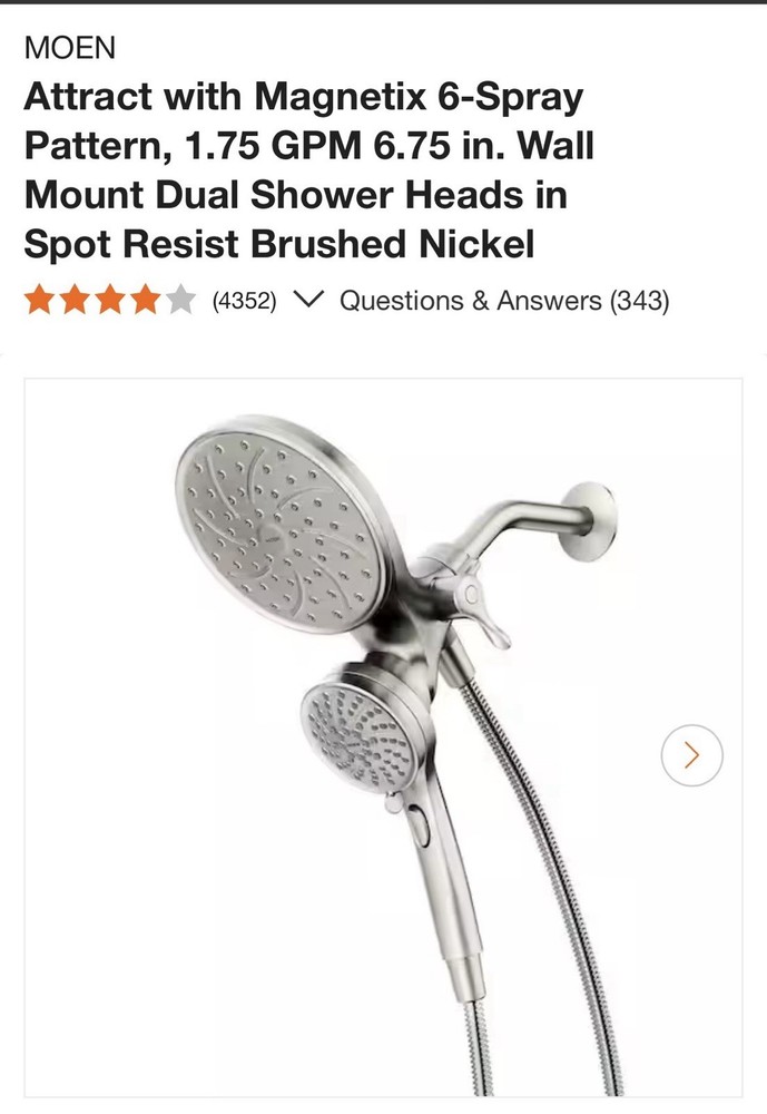 Moen Attract 6 Spray Shower Head