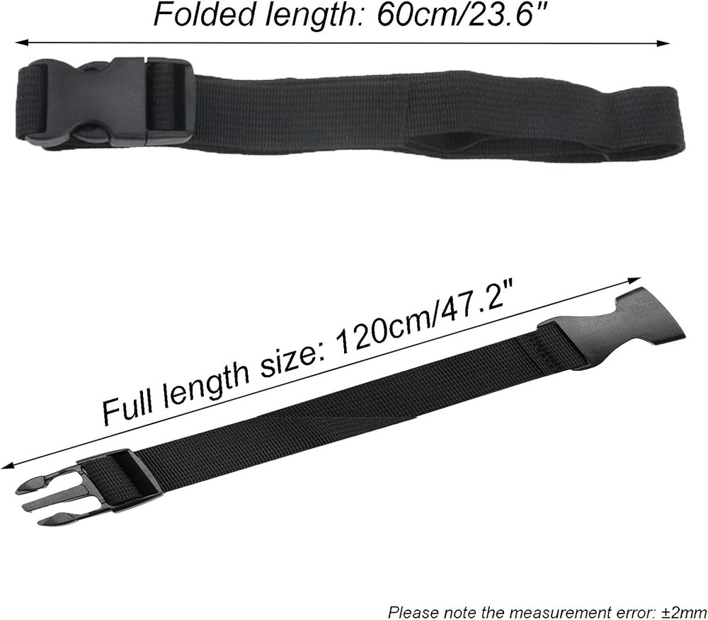 5-Pack 1" x 47" Black Nylon Quick Release Adjustable Buckle Straps