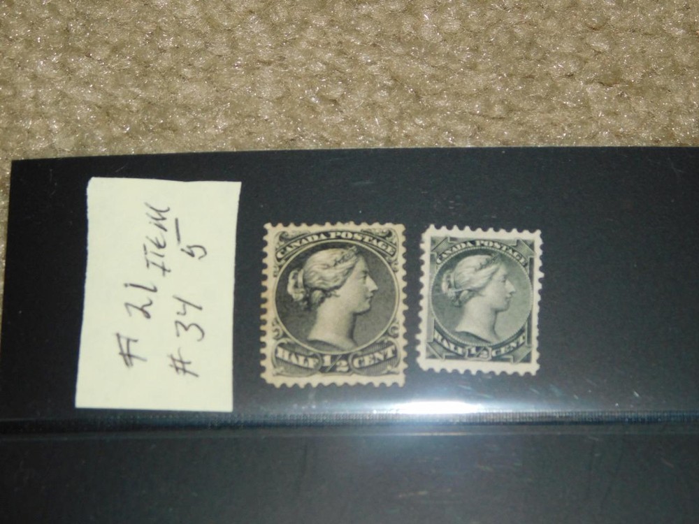 CANADA, SCOTT# 21 & 34 UNUSED HINGED