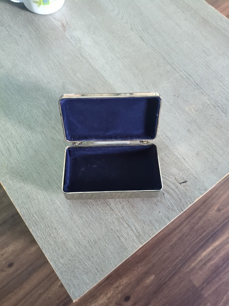VINTAGE ~ SHERIDAN SILVER ~ MONOGRAMED SILVER RECTANGULAR JEWELRY TRINKET BOX