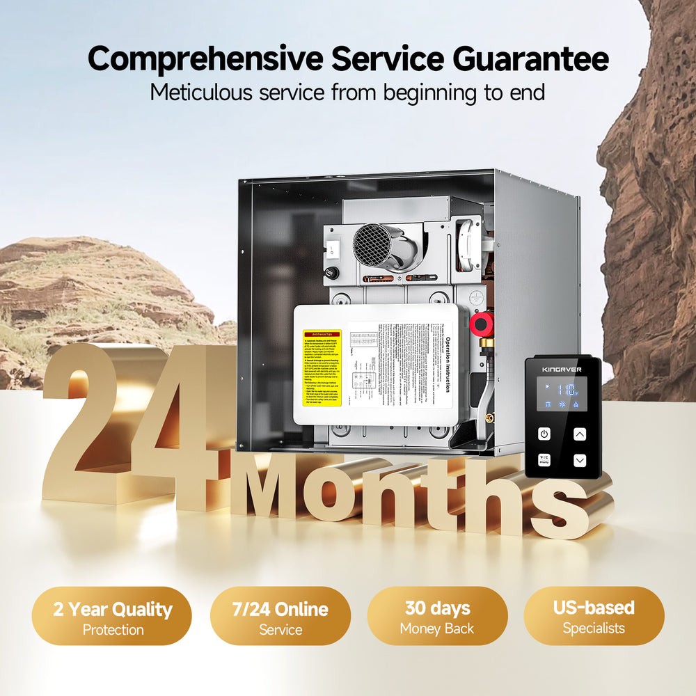 KingRVer 48,000 BTU RV Tankless Water Heater Propane 15"x18" Door + Controller
