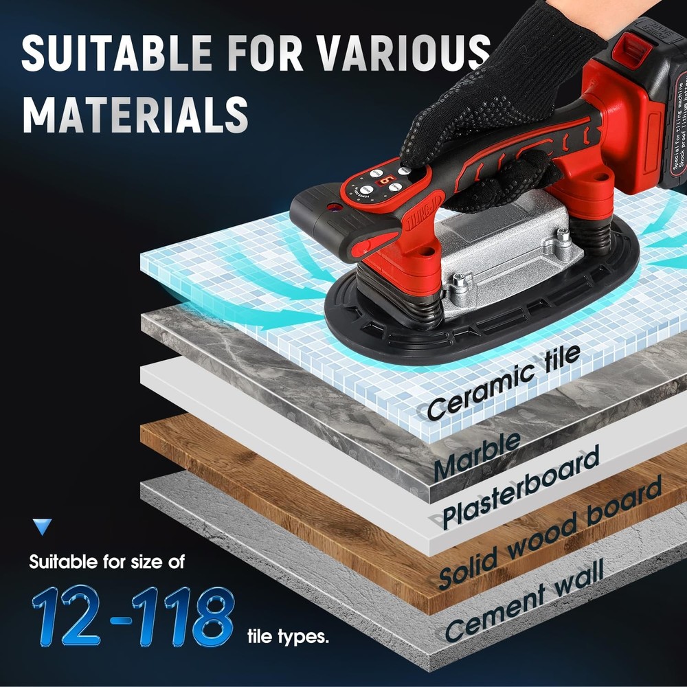 Tile Vibration Tool 250mm Suction Cup 882lbs/400kg Adsorption Handheld Tile I...