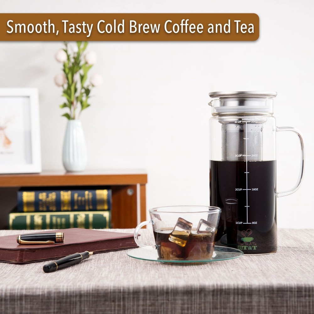 Btat- Cold Brew Coffee Maker, Iced Coffee Maker, 1 Quart, 32 Oz, Iced Tea Maker,