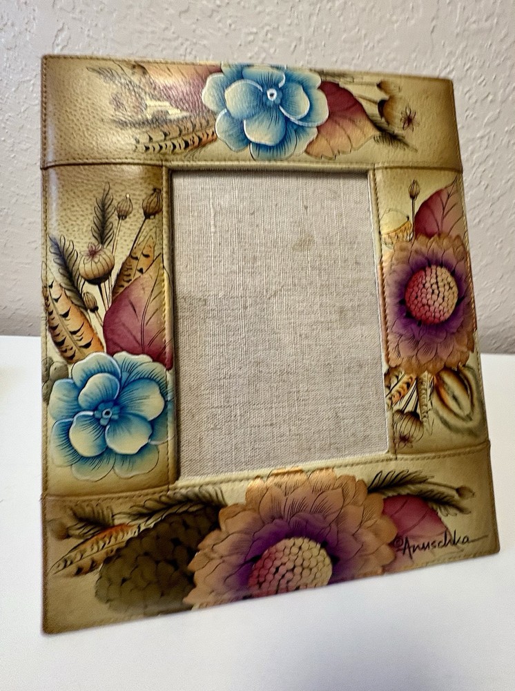 Anuschka Handmade Boho Handpainted Leather Photo Frame Signed D