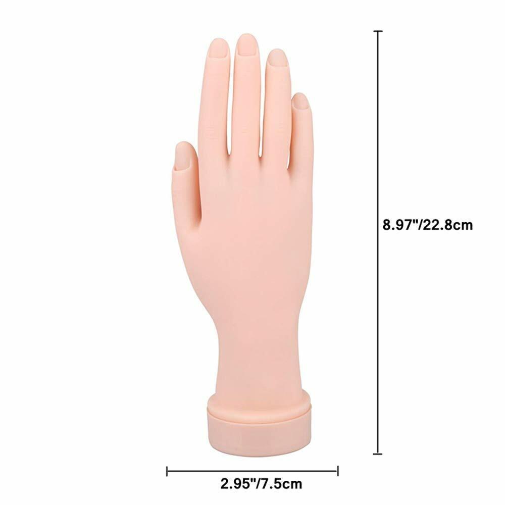 Practice Hand Acrylic Nails Art Training 100 Pc Coffin Flexible Movable Manicure