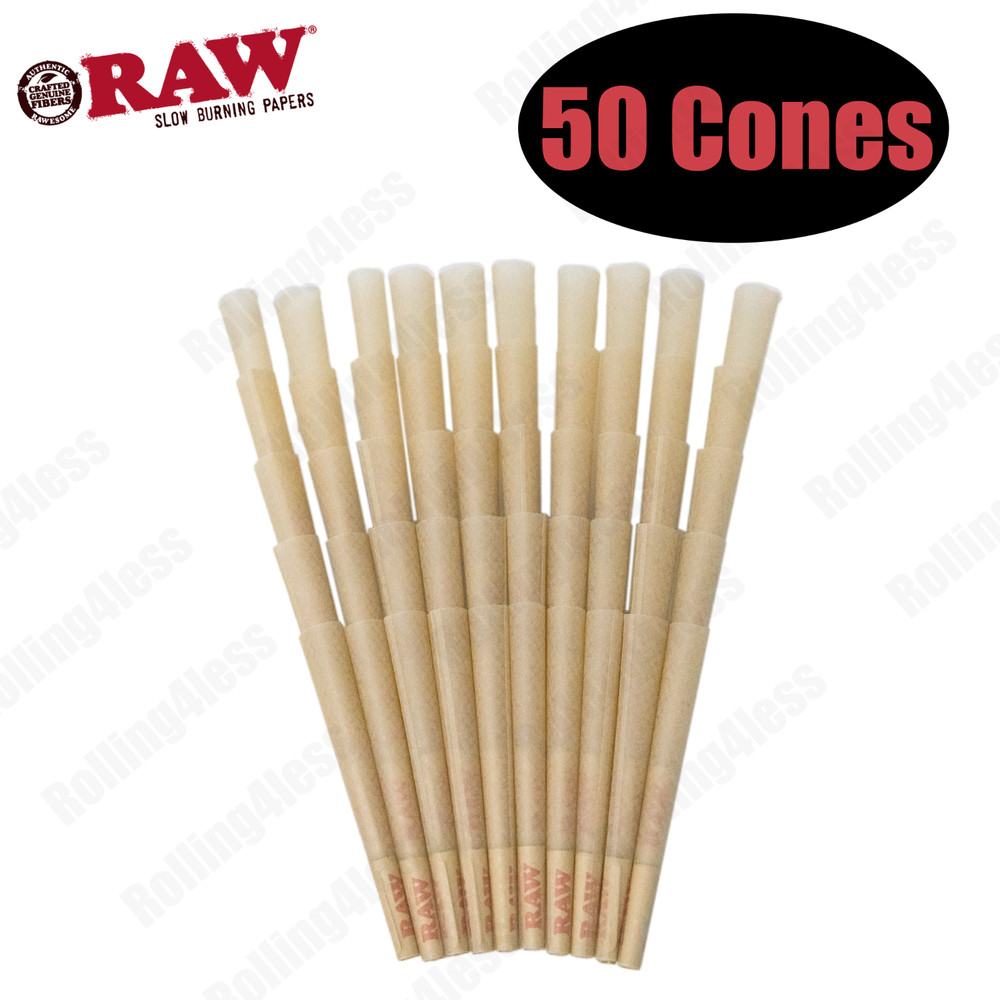 50ct | Raw Classic 1 1/4 Size Pre-Rolled Cone Authentic