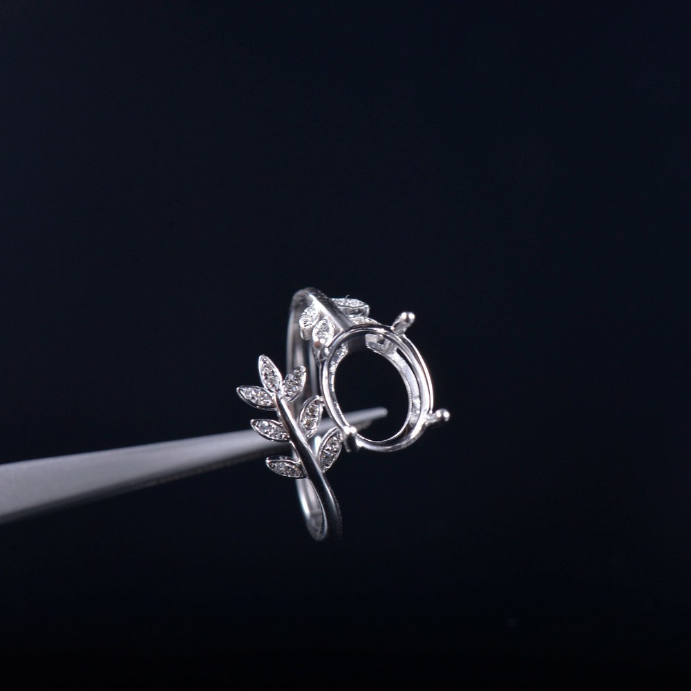 Oval Cut Solid 14K Gold Natural diamond Semi Mount Ring Setting