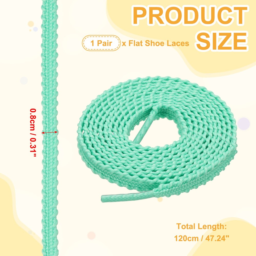 47" Flat Laces for Sneakers, Mint Green