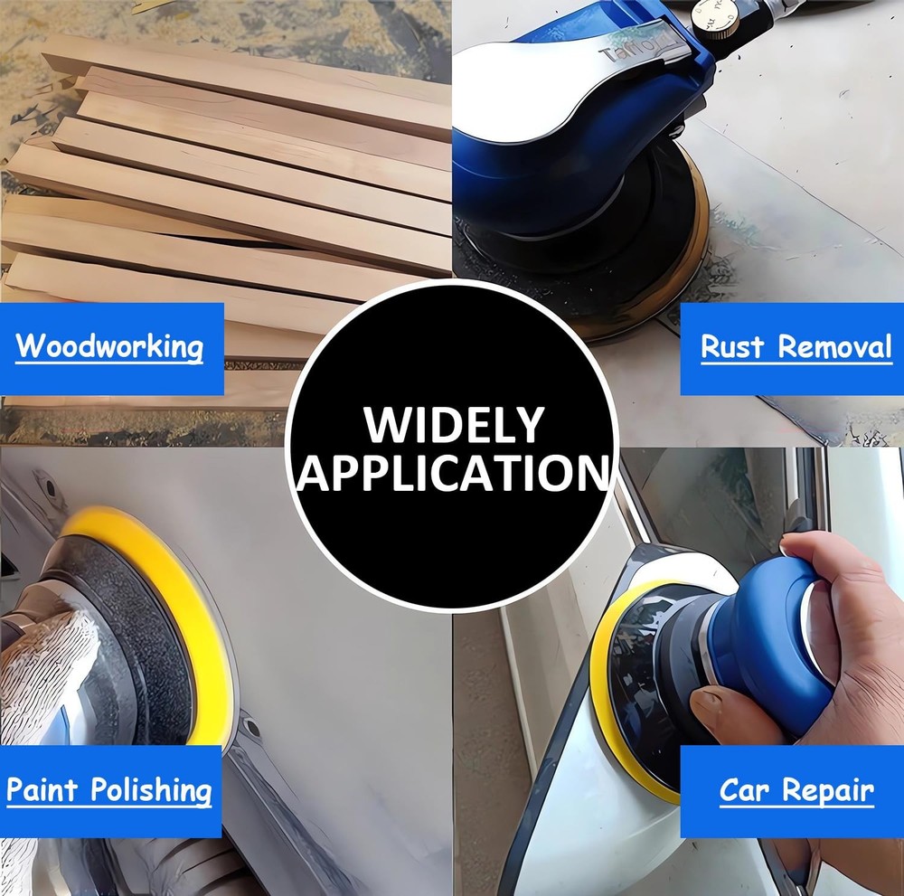 Air Random Obrital Sander 5" Dual Action Palm Sander, Hook and Loop Air Power...
