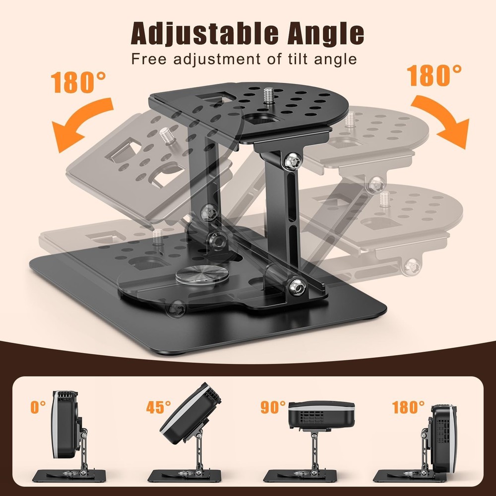 Foldable Projector Stand, 360° Rotatable Projector Mount Stand with 1/4" Sc