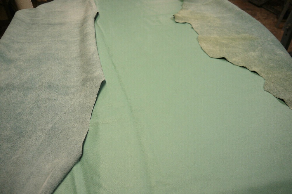 Large leather Hide. 54 SQF Top Quality Top Grain. Light Teal