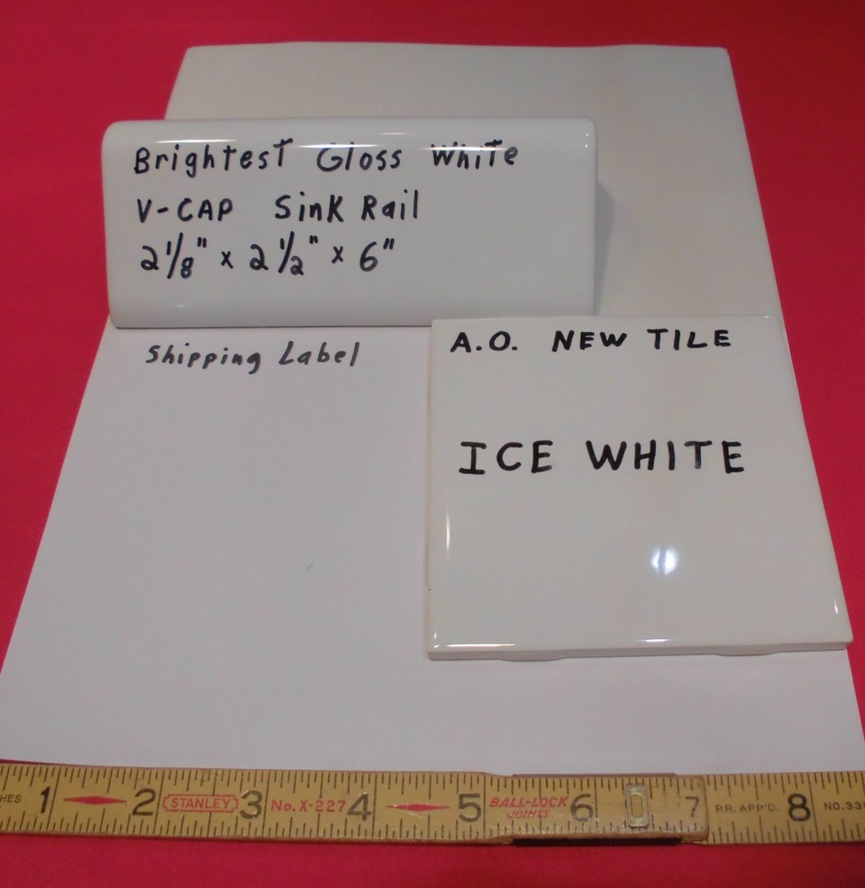 1 pc. "Brightest Gloss White" V Cap; Ceramic Trim Tile; Counter Top Edging: NEW