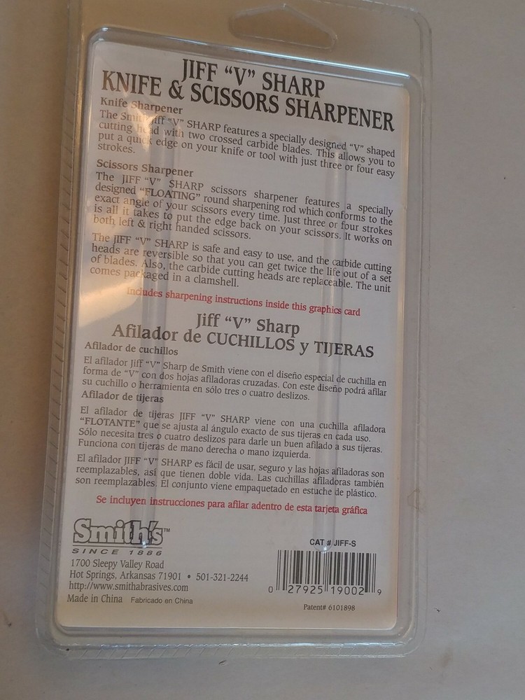 Smith's JIFF-V 10-Second Knife & Scissors Sharpener