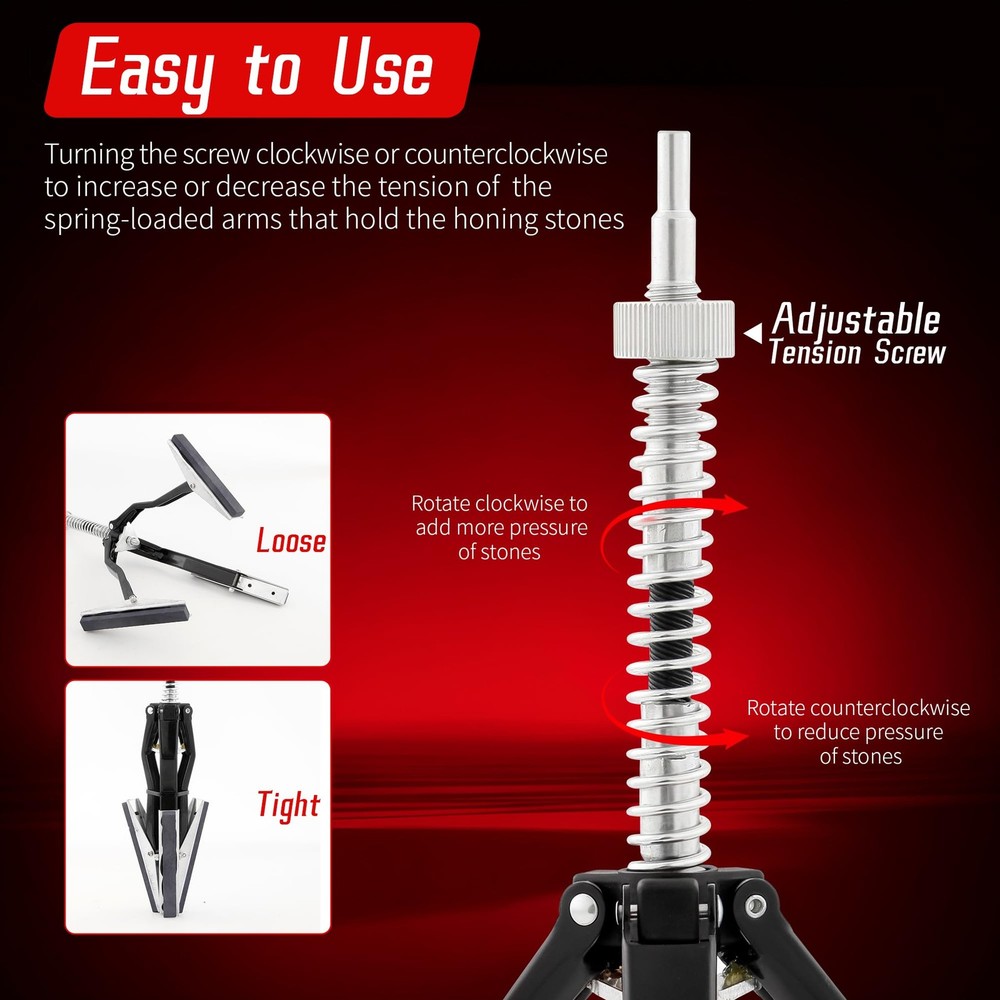 WAYCOJOY Cylinder Hone Tool, Adjustable Engine Honing Tool 3pc 4"