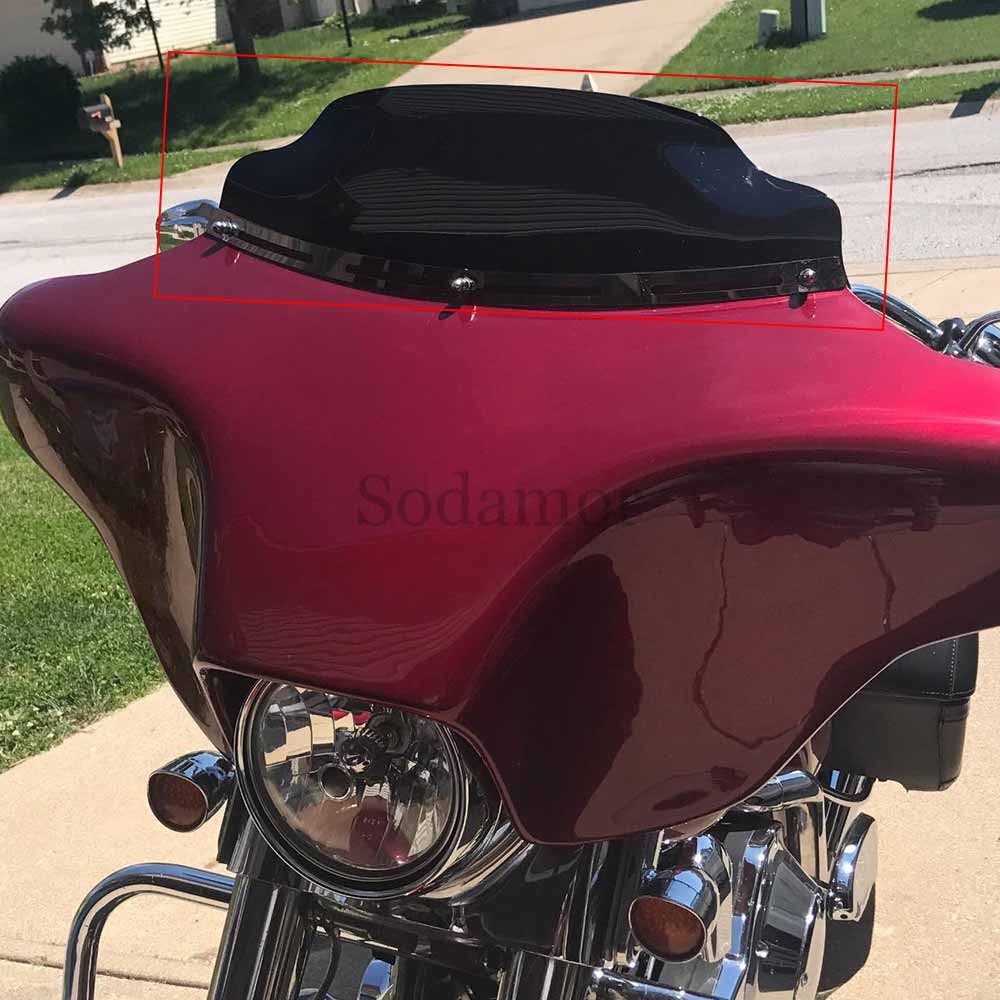 For Harley Touring Electra Glide 1993-2013 6" Wave Windshield Windscreen Black