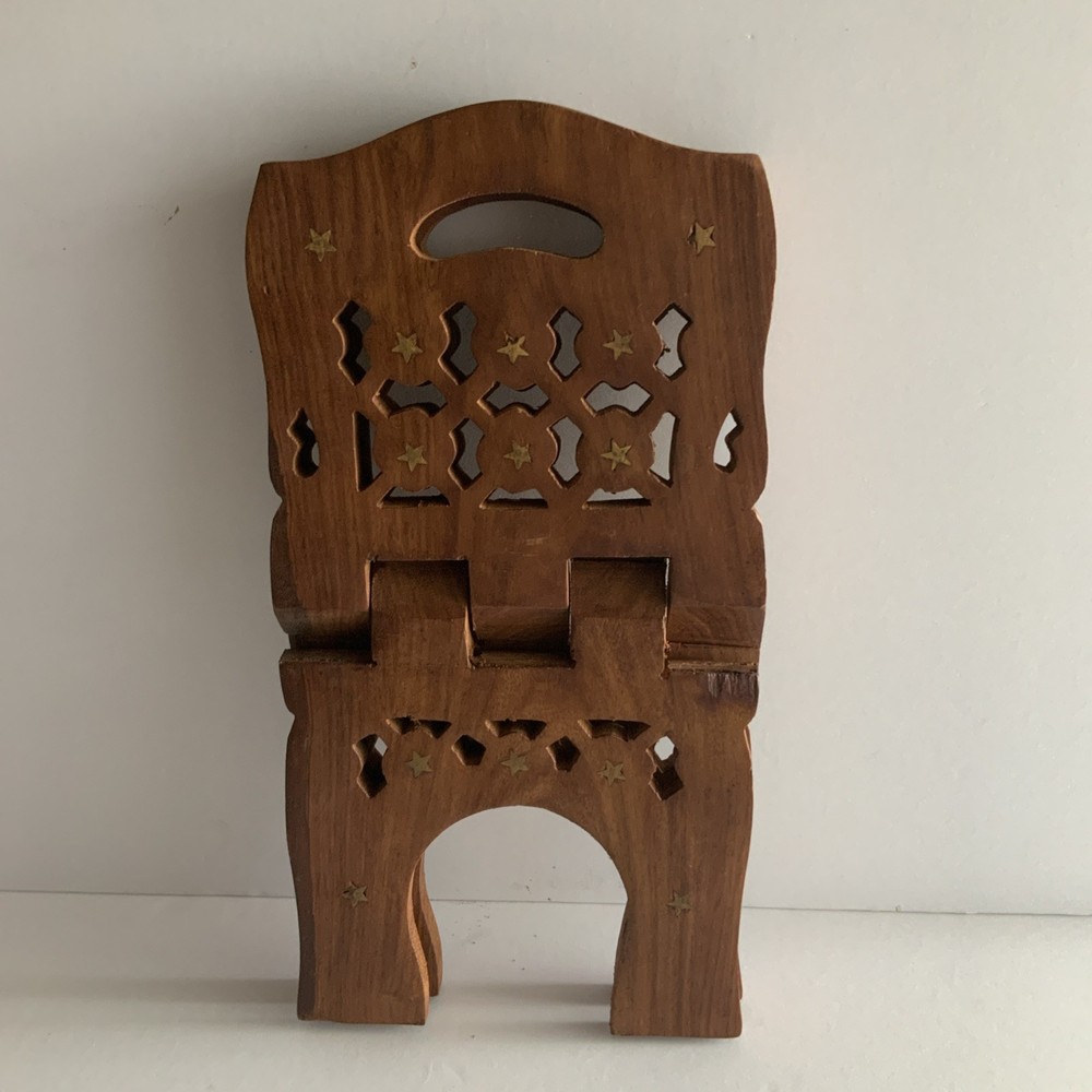 Wood Hand Craved Folding Hinged Book Stand