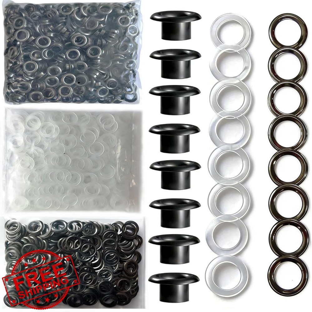 1/4" Brass Grommet Refill Black 300 Sets Rustproof Eyelets for Tools
