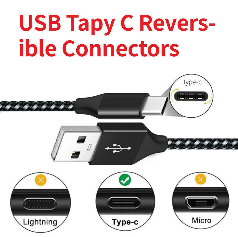 Braided USB C Type-C Fast Charging Data SYNC Charger Cable Cord 3/6/10FT LONG