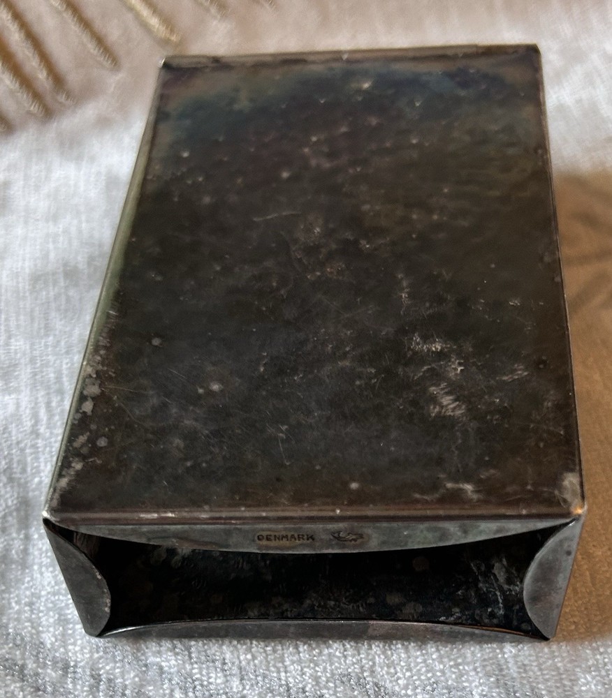 Big Denmark Hans Jensen Silver Plated Cigarette Box Case Marked