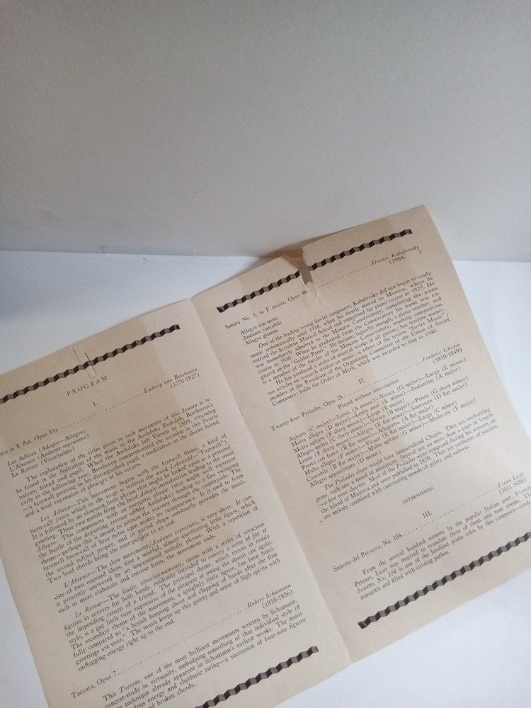 Benno Moiseiwitsch Signed Program Classical Pjanist Rachmanioff JSA