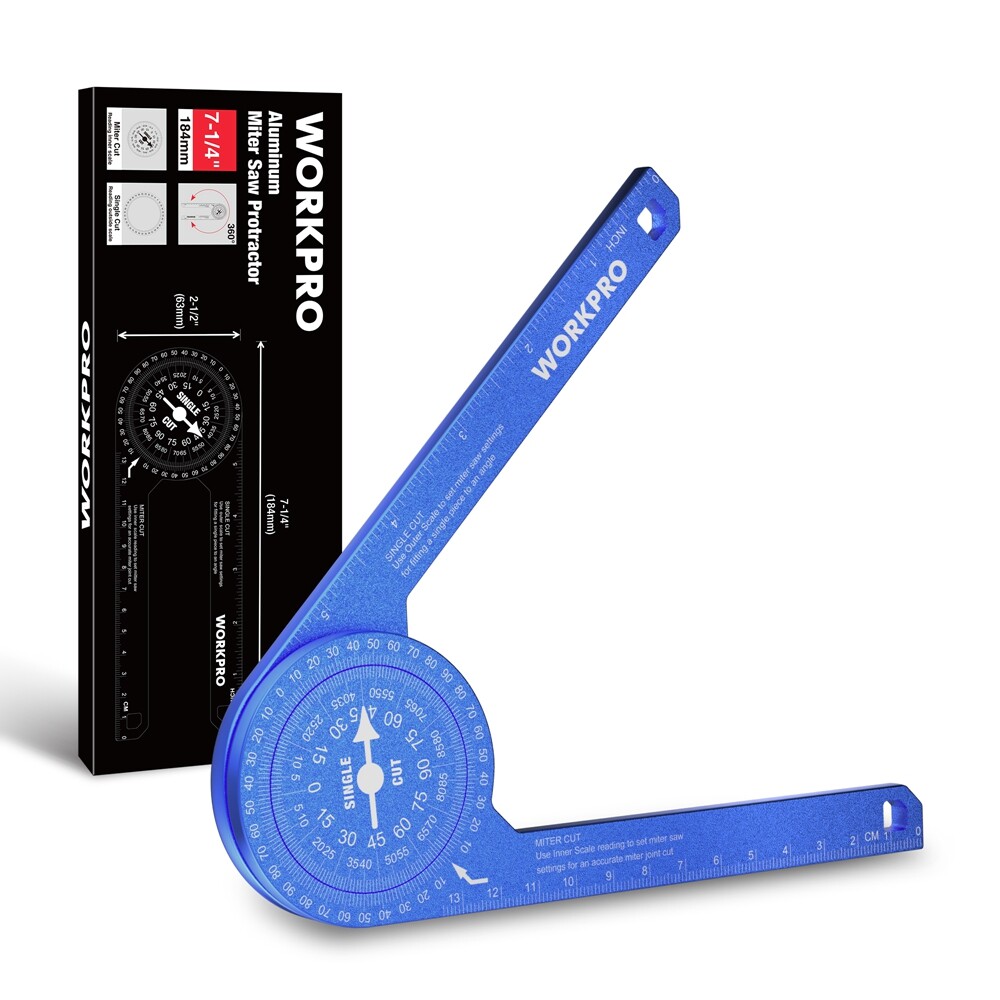 WORKPRO 7.3in Miter Saw Protractor Angle Finder Featuring Laser Engraved Scales
