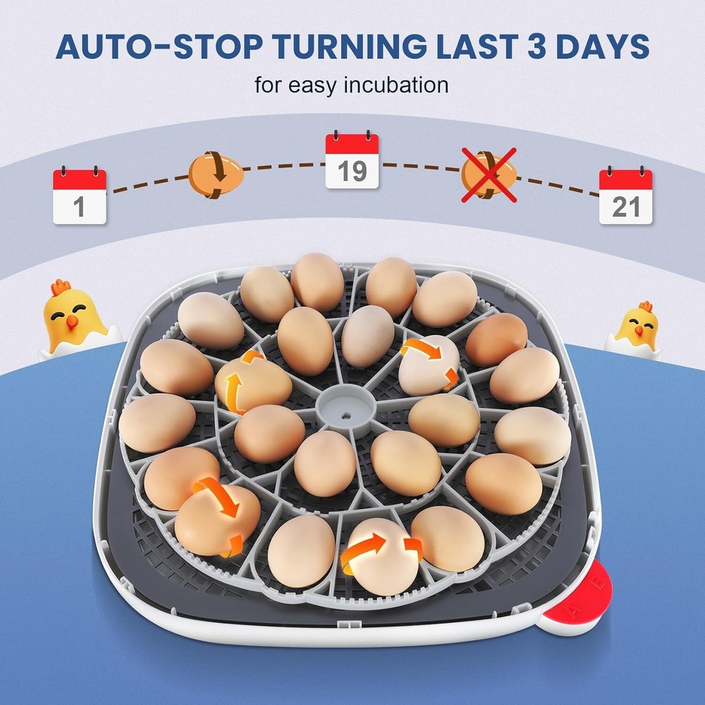 24 Eggs Incubators +Automatic Egg Turning Temperature Control&Humidity Display