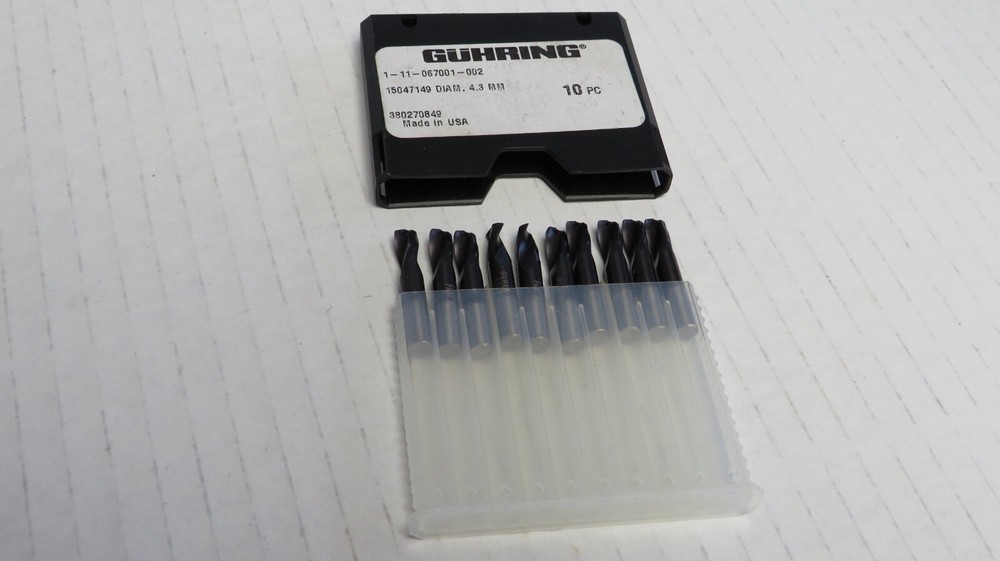 ( 10 DRILL BITS) GUHRING 4.3MM DIAMETER SPIRALBOHRER PM52 DRILL BITS 380270849