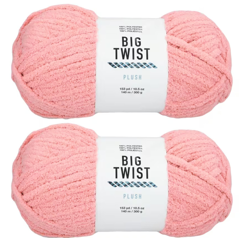2 Skeins Solid Color Blanket Polyester Yarn, BIG TWIST